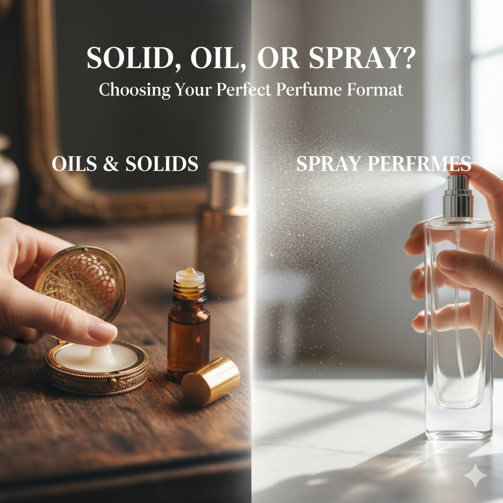 When to Choose a Solid Perfume or Oil vs. A Spray (And Why)